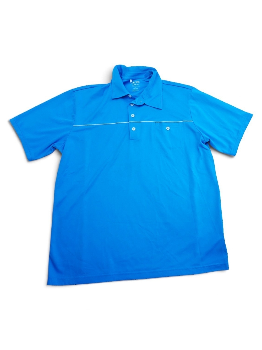 adidas Men's Bright Blue Polo with White Piping